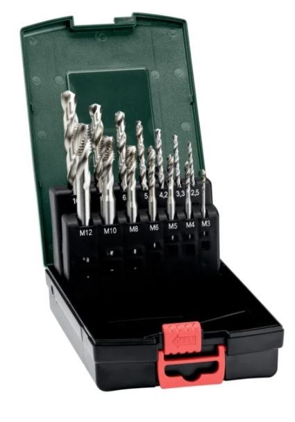 ZESTAW WIERTEŁ I GWINTOWNIKÓW MASZYNOWYCH M3-M12 14 CZĘŚCI METABO