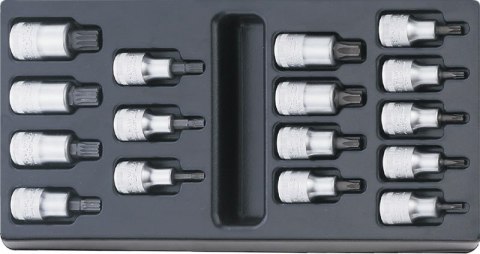 Zestaw nasadek wkrętakowych 1/2" TORX i XZN w wytłoczkach z tworzywa do wózków warsztatowych 96838115 Stahlwille Zestaw nasadek wkrętakowych 1/2" TORX i XZN w wytłoczkach z tworzywa do wózków warsztatowych 96838115 Stahlwille