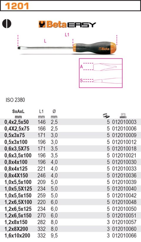 WKRĘTAK PŁASKI EASY 3X100MM 1201/3X100 Beta WKRĘTAK PŁASKI EASY 3X100MM 1201/3X100 Beta
