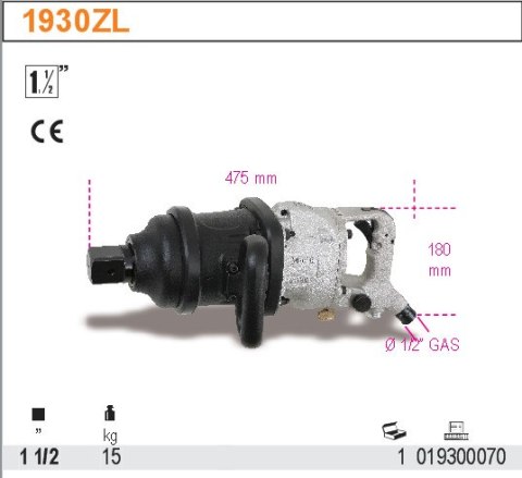 Klucz udarowy dwukierunkowy 1.1/2" 4068Nm 1930ZL Klucz udarowy dwukierunkowy 1.1/2" 4068Nm 1930ZL
