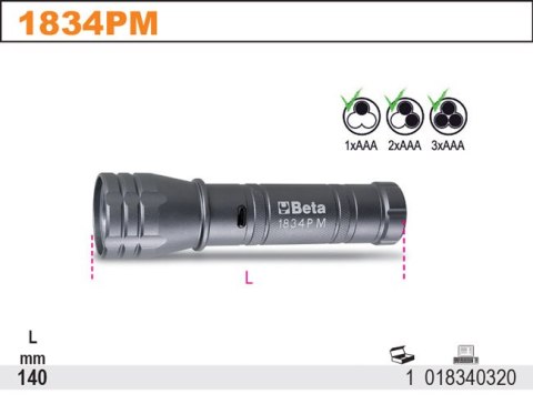 LATARKA LED 350LM 1-2-3XAAA, 1834PM BETA LATARKA LED 350LM 1-2-3XAAA, 1834PM BETA