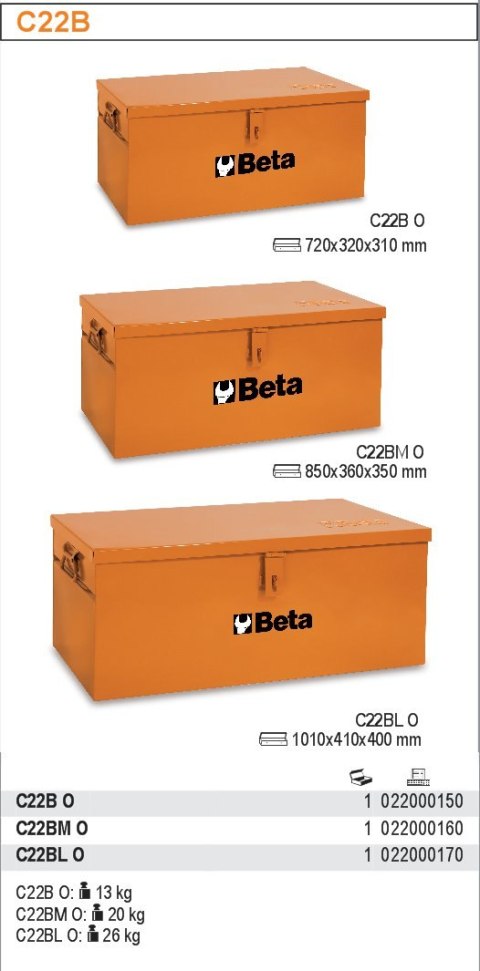 Skrzynia narzędziowa z blachy stalowej 2200/C22BLO Beta Skrzynia narzędziowa z blachy stalowej 2200/C22BLO Beta