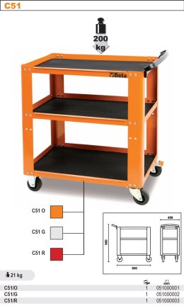 Wózek narzędziowy C51 pomarańczowy 5100/C51O BETA