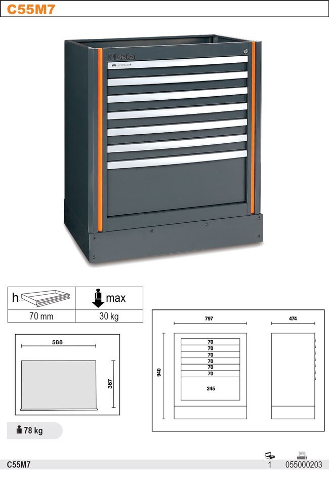 MODUŁ STAŁY Z 7 SZUFLADAMI DO SYST.C55 MODUŁ STAŁY Z 7 SZUFLADAMI DO SYST.C55