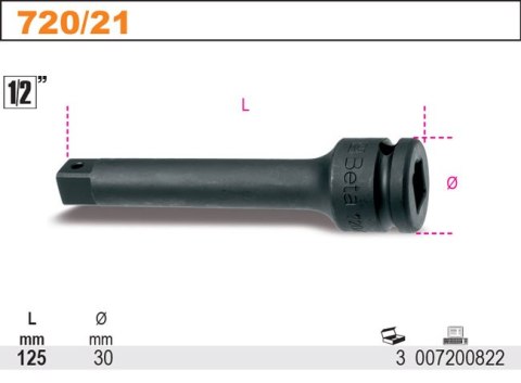 PRZEDŁUŻACZ 1/2" 125MM PRZEDŁUŻACZ 1/2" 125MM