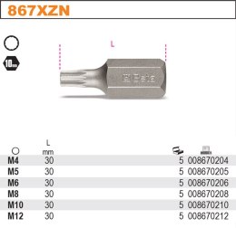 Końcówka wkrętakowa z zabierakiem 4mm profil XZN 867XZN/4 Beta