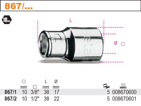 Nasadka 1/2" z uchwytem do końcówek wkrętakowych 867/2 Beta Nasadka 1/2" z uchwytem do końcówek wkrętakowych 867/2 Beta