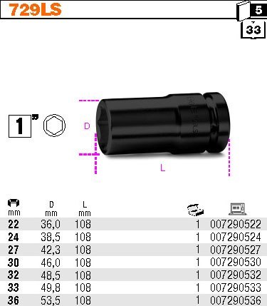 NASADKA UDAROWA DŁUGA SLIM 1" 30MM NASADKA UDAROWA DŁUGA SLIM 1" 30MM