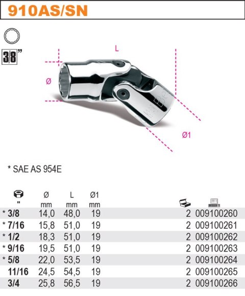 NASADKA 3/8" CALOWA Z PRZEGUBEM 3/8" NASADKA 3/8" CALOWA Z PRZEGUBEM 3/8"