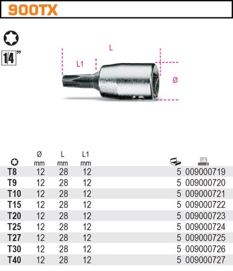 NASADKA TRZPIENIOWA PROFIL TORX T27 NASADKA TRZPIENIOWA PROFIL TORX T27