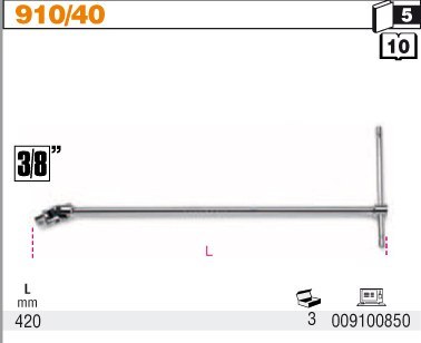 POKRĘTŁO TYPU T 3/8" Z PRZEGUBEM L 420MM POKRĘTŁO TYPU T 3/8" Z PRZEGUBEM L 420MM