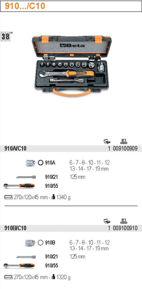 ZESTAW NASADEK 3/8" Z WYPOSAŻENIEM 10SZT ZESTAW NASADEK 3/8" Z WYPOSAŻENIEM 10SZT