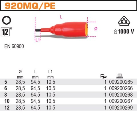 NASADKA 1/2" TRZPIEN.5MM W IZOL.DO 1000V NASADKA 1/2" TRZPIEN.5MM W IZOL.DO 1000V
