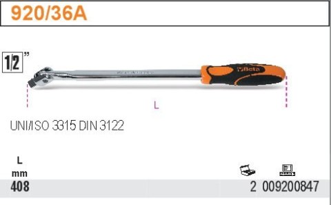 POKRĘTŁO 1/2" 408MM Z PRZEGUBEM POKRĘTŁO 1/2" 408MM Z PRZEGUBEM