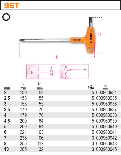 KLUCZ TRZPIENIOWY KĄTOWY 4.5MM KLUCZ TRZPIENIOWY KĄTOWY 4.5MM