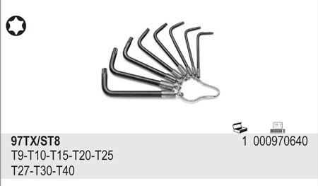 KPL.KLUCZY TRZPIE.TORX T9-T40 8SZT KPL.KLUCZY TRZPIE.TORX T9-T40 8SZT