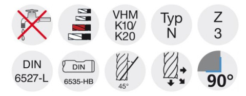 Frez trzpieniowy pełnowęglikowy DIN 6527 L VHM TiALN 45G Z3 20,0mm Forum Frez trzpieniowy pełnowęglikowy DIN 6527 L VHM TiALN 45G Z3 20,0mm Forum