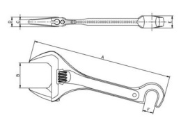 Klucz nastawny z hakiem, dł. 254 mm, rozstaw 46mm 33H Bahco