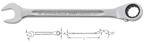 Klucz płasko-oczkowy z grzechotką 17 SW 12 12mm 41171212 Stahlwille