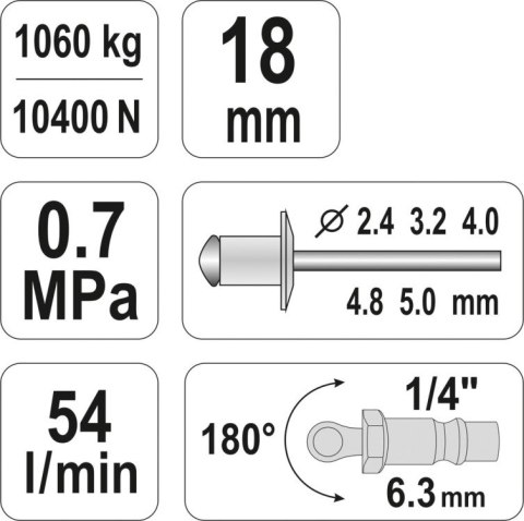 NITOWNICA PNEUMATYCZNA 2,4-5,0MM YT-36171 YATO NITOWNICA PNEUMATYCZNA 2,4-5,0MM YT-36171 YATO