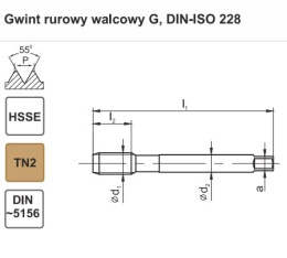 Wygniatak DIN-5156-C G1/8 SR HSSE WGN TiN D2-923105-3123 FANAR