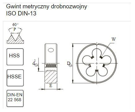 Narzynka maszynowa DIN-22568 M12x 1,25 LH 6g HSS 800 N1-111001-0124 FANAR Narzynka maszynowa DIN-22568 M12x 1,25 LH 6g HSS 800 N1-111001-0124 FANAR