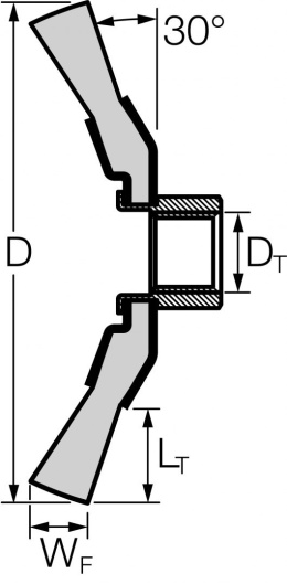 Szczotka stożkowa niepleciona (KBU) z gwintem M14x2; POS KBU 10010/M14 ST 0,35; 1 szt.; PFERD