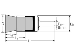 Szczotka - pędzelek trzpieniowy niepleciony z pierścieniem wsporczym PBUR 2530/6 ST 0,20; 43214001 PFERD; Komplet 10 szt.