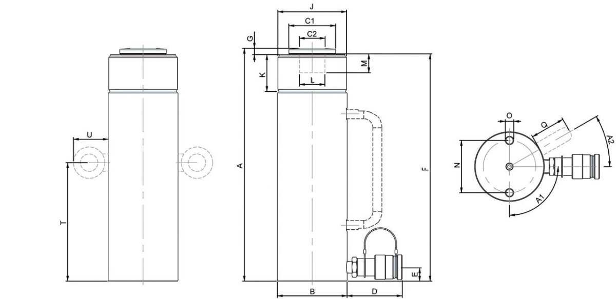 Podnośnik / Cylinder wielofunkcyjny HGC 50 S 10 powrót sprężynowy, nośności 50 Ton, skok tłoka 100 mm, HOLMATRO Podnośnik / Cylinder wielofunkcyjny HGC 50 S 10 powrót sprężynowy, nośności 50 Ton, skok tłoka 100 mm, HOLMATRO