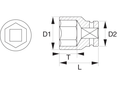 Nasadka sześciokątna udarowa 1" K9501Z-2 BAHCO Nasadka sześciokątna udarowa 1" K9501Z-2 BAHCO