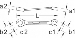 Klucz oczkowy dwustronny, otwarty, 6-kątny 14x17 mm - 6057510 GEDORE