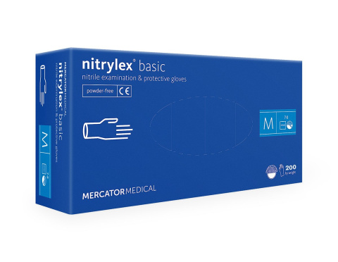 Rękawice medyczne nitrylowe Nitrylex Basic niebieskie rozm. M 200szt.