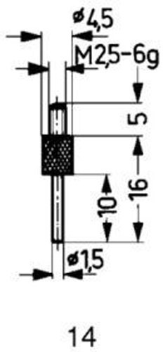 Końcówka pomiarowa do czujników zegarowych, HM - 14/1,5mm KAFER 42 53602 215 Forum