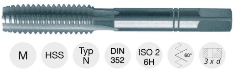 Gwintownik ręczny pośredni M1,6 do gwintów metrycznych, HSS, typ N; 42 14303 019 Forum