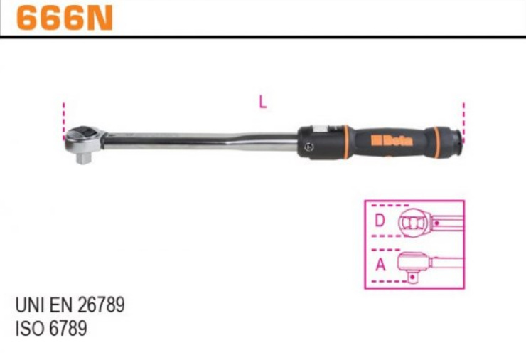 Klucz dynamometryczny 1/2" 40-200Nm 666N/20 BETA Klucz dynamometryczny 1/2" 40-200Nm 666N/20 BETA