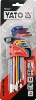 Zestaw kluczy trzpieniowych imbusów kolorowych 1,5-10mm, 9szt. YT-05631 Yato