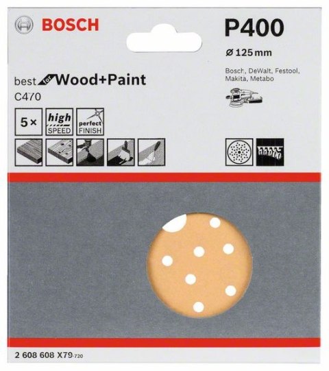 KRĄŻEK PRZYCZEPNY 125MM C470 G400 PERFOROWANY BOSCH KRĄŻEK PRZYCZEPNY 125MM C470 G400 PERFOROWANY BOSCH