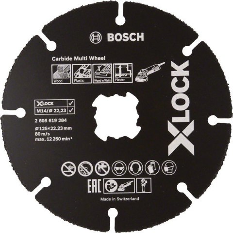 TARCZA TNĄCA X-LOCK CARBIDE MULTI WHEEL 125*1*22.23 10 SZT. BOSCH