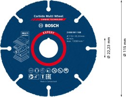 TARCZA UNIWERSALNA EXPERT CARBIDE MULTI WHEEL CMW 115*22MM BOSCH