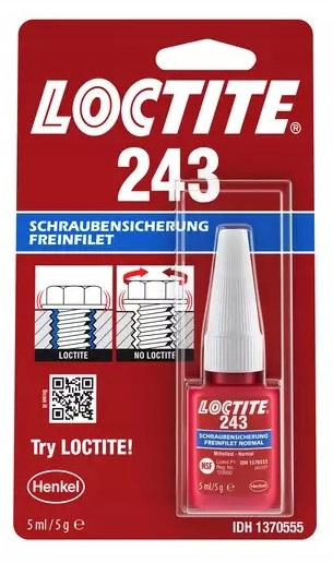 LOCTITE 243 ŚRODEK DO ZABEZPIECZENIA POŁĄCZEŃ 5ML 1370555 HENKEL LOCTITE 243 ŚRODEK DO ZABEZPIECZENIA POŁĄCZEŃ 5ML 1370555 HENKEL