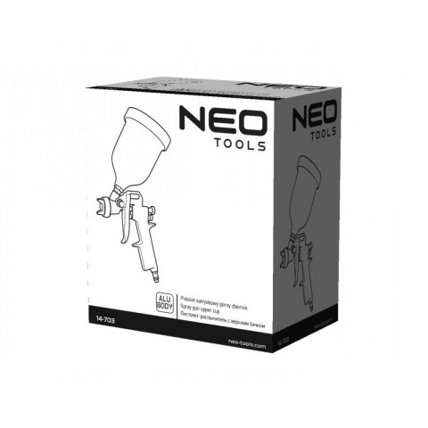 PISTOLET NATRYSKOWY GÓRNY ZBIORNIK 0.5L. DYSZA 1.4MM 14-703 NEO PISTOLET NATRYSKOWY GÓRNY ZBIORNIK 0.5L. DYSZA 1.4MM 14-703 NEO