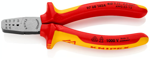 Szczypce do zagniatania tulejek kablowych 97 68 145 A KNIPEX Szczypce do zagniatania tulejek kablowych 97 68 145 A KNIPEX