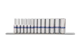 ZESTAW NASADEK 1/4'' DŁUGIE 4-14MM 6-KĄT 13CZ. SZYNA KING TONY
