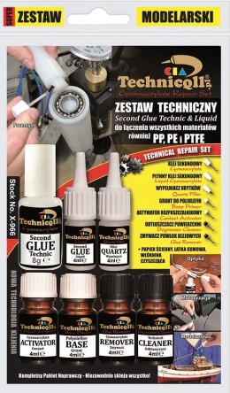 ZESTAW TECHNICZNY DO KLEJENIA PE, PP, PTFE 6x4ML+8G X-966 TECHNICQLL