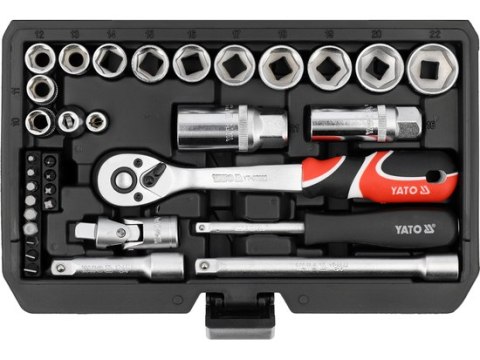 ZESTAW NARZĘDZIOWY 1/4", 3/8" 34 CZĘŚCI YT-38700 YATO